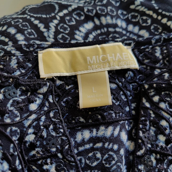 Michael Kors Tunic Top / Blue Geometric / Size Large - Picture 5 of 5